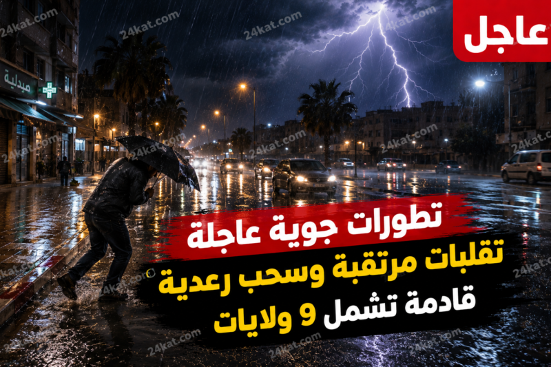 تطورات جوية عاجلة .. تقلبات مرتقبة وسحب رعدية قادمة تشمل 9 ولايات