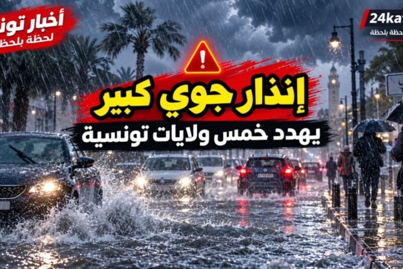 إنذار جوي كبير يهدد خمس ولايات تونسية