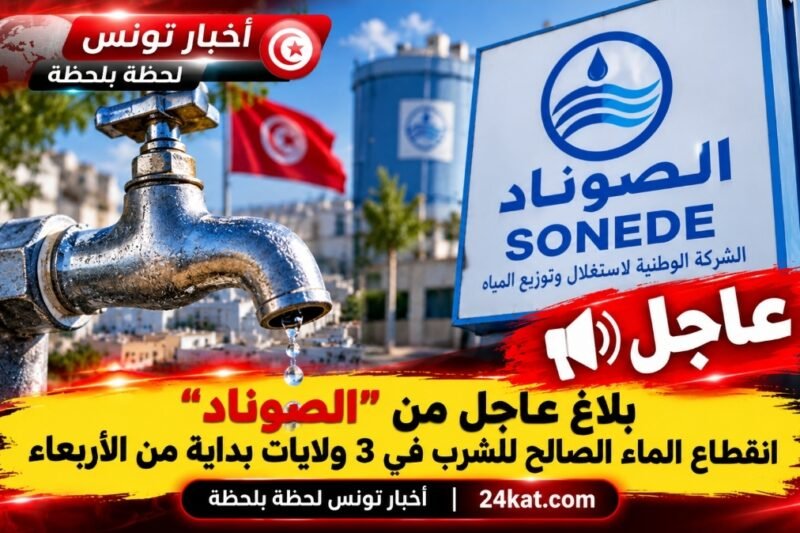 بلاغ عاجل من “الصوناد”: انقطاع الماء الصالح للشرب في 3 ولايات بداية من الأربعاء