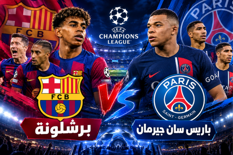 مباراة برشلونة وباريس سان جيرمان اليوم.. قمة نارية في دوري أبطال أوروبا 2026