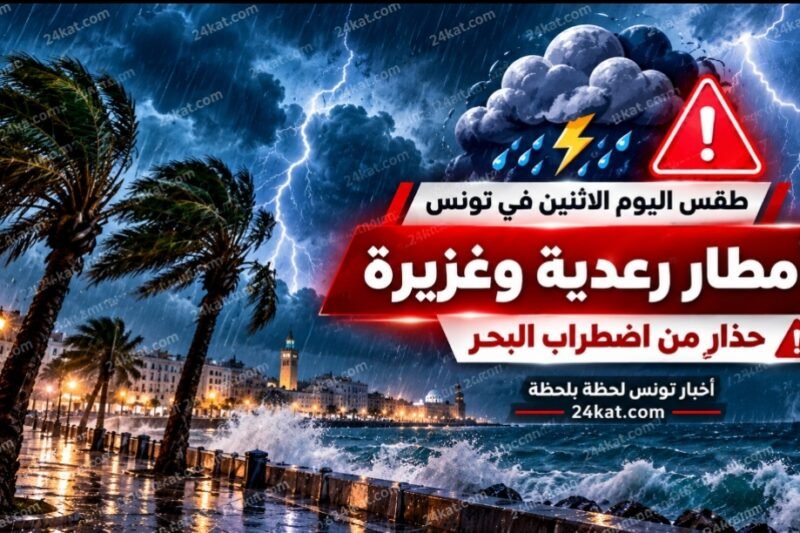 طقس اليوم الاثنين في تونس: أمطار رعدية وغزيرة بهذه المناطق وحذارِ من اضطراب البحر